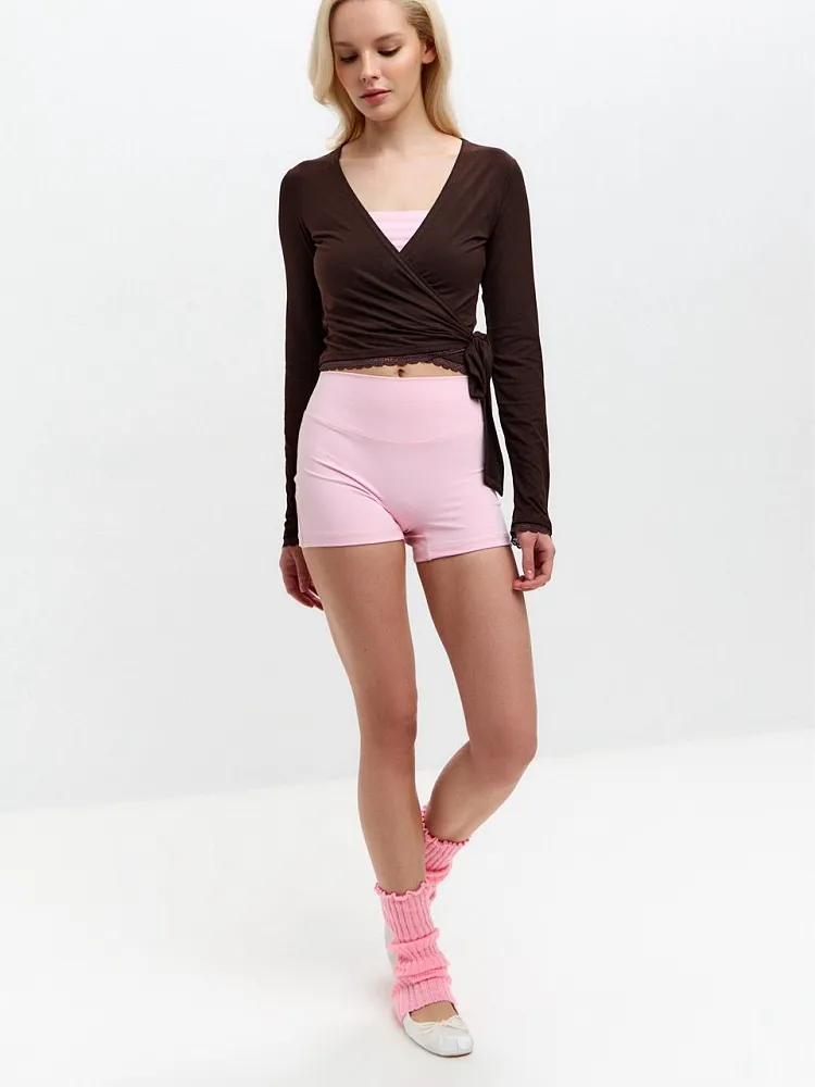Топ с кружевом Пилатес Коричневый S/M, 2XS/XS, L/XL